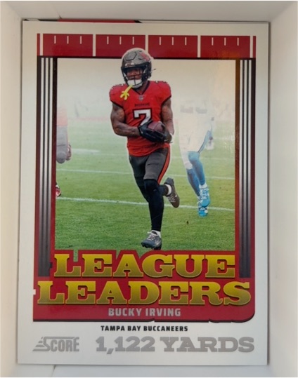 2025 Panini Score #14 Bucky Irving League Leaders — front