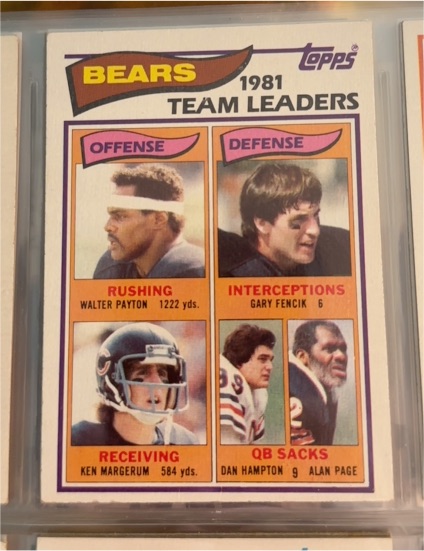 1982 Topps #292 Walter Payton / Fencik / Margerum / Dan Hampton / Alan Page — front