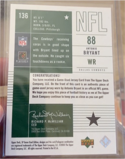 2003 SP Game Used Edition #88 Antonio Bryant — front
