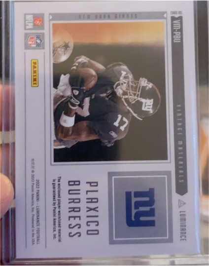 2019 Panini Luminance Vintage Performers XM-PBU Plaxico Burress — front