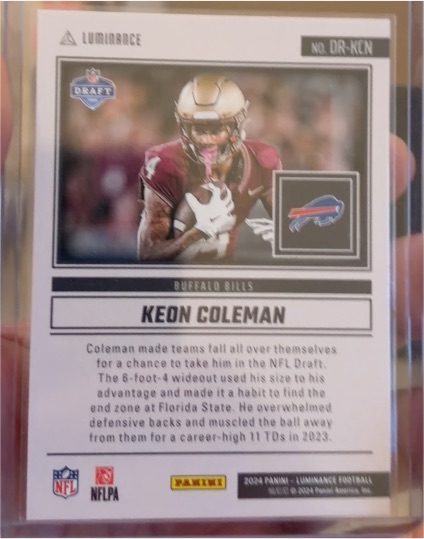 2024 Panini Luminance #DR-KEN Keon Coleman — front