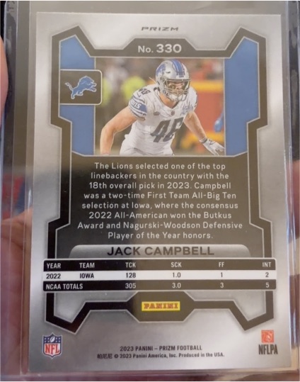 2023 Panini Prizm #330 Jack Campbell — front