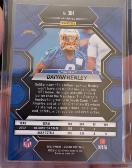 2023 Panini Mosaic #304 Daiyan Henley — front