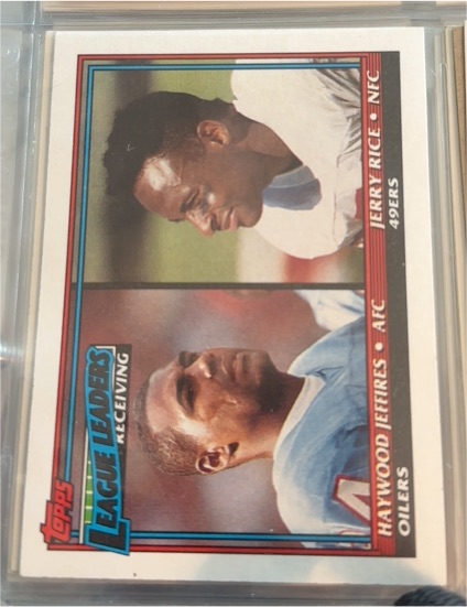 1991 Topps #10 Receiving Leaders Jerry Rice - Haywood Jeffries — front