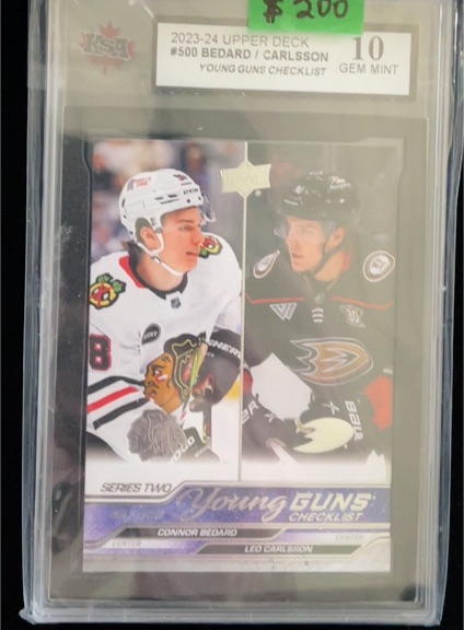 2023-24 Upper Deck Series 2 #500 Connor Bedard / Leo Carlsson Young Guns Checklist — front