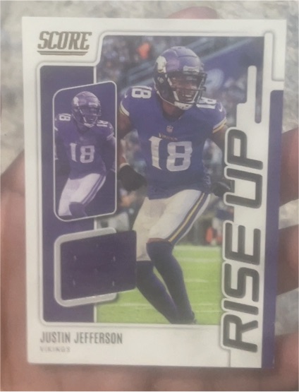 2022 Panini Score #RU1 Justin Jefferson Rise Up Patch — front