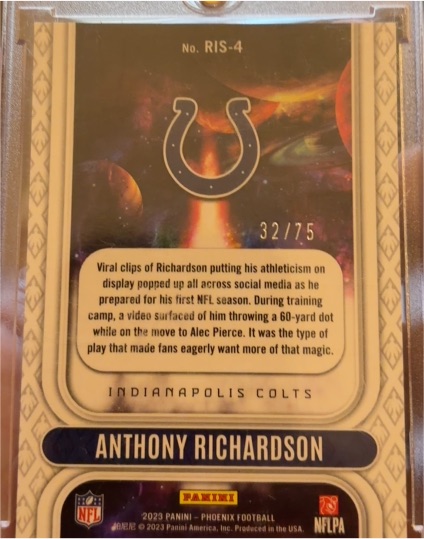 2023 Panini Phoenix Rookie Rising #RIS-4 Anthony Richardson — front