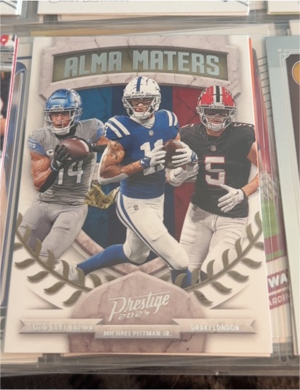 2024 Panini Prestige #1 Alma Maters Amon-Ra St Brown Michael Pittman Jr. Drake London — front