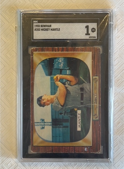 1955 Bowman #202 Mickey Mantle — front