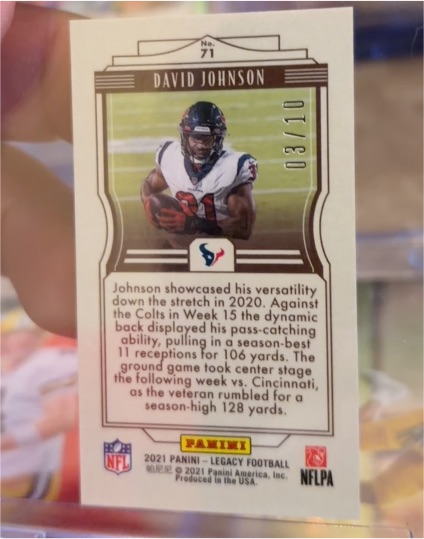 2021 Panini Legacy Football #71 David Johnson — front