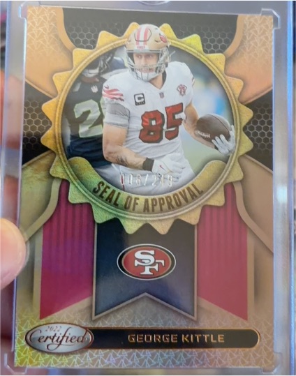 2022 Panini Certified #SA-15 George Kittle Seal of Approval — front