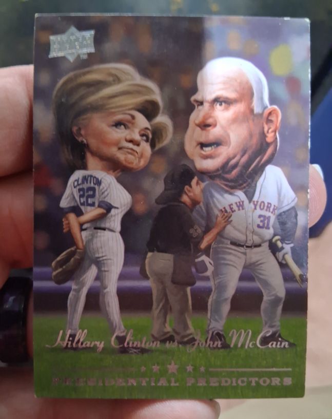 2008 Upper Deck Presidential Predictors #PP-14A Hillary Clinton vs. John McCain — front