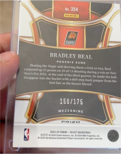 2023-24 Panini Select Mezzanine #354 Bradley Beal — front