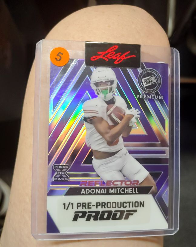 2024 Leaf Press Pass Premium #1/1 Adonai Mitchell — front