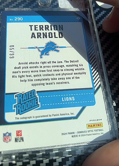 2024 Donruss Optic #290 Terrion Arnold — back