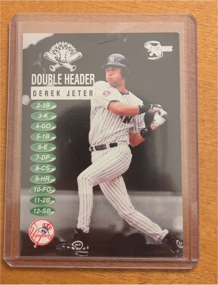 1998 SkyBox Dugout Axcess Double Header #4DH Derek Jeter — front