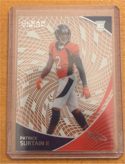 2021 Panini Chronicles Clear Vision #CVR-8 Patrick Surtain II Rookie Card Broncos — front