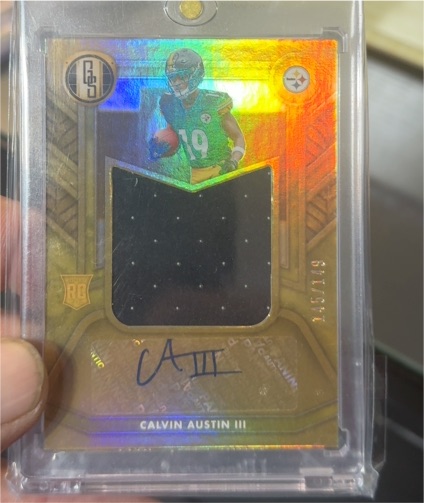 2022 Panini Gold Standard Football #RC Auto Mem /149 Calvin Austin III — front
