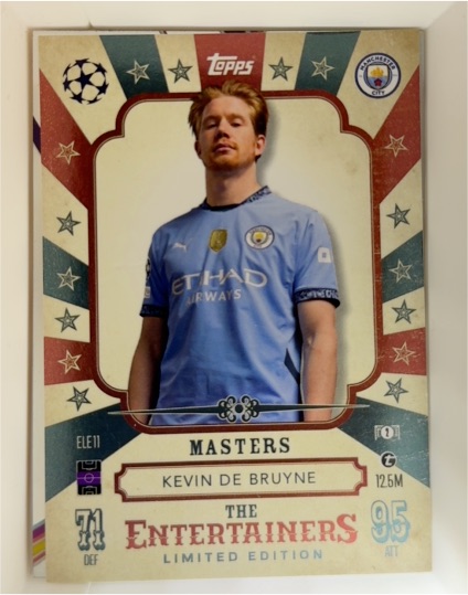 2024-25 Topps Match Attax #ELE11 Kevin De Bruyne Masters The Entertainers Limited Edition — front
