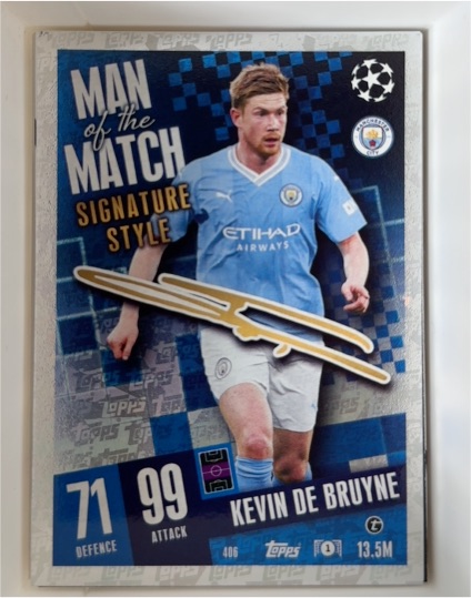 2023-24 Topps Match Attax UEFA Man of the Match Signature #406 Kevin De Bruyne — front