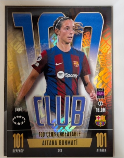 2023-24 Topps Match Attax #343 Aitana Bonmatí 100 Club Unbeatable — front