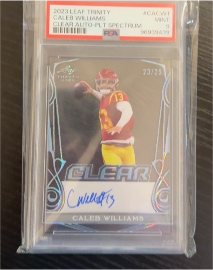 2023 Leaf Trinity #CACW1 Caleb Williams Clear Auto-PLT Spectrum — front
