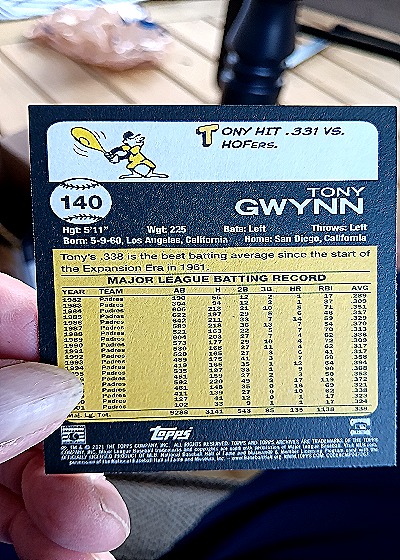 2021 Topps Archives #140 Tony Gwynn — back