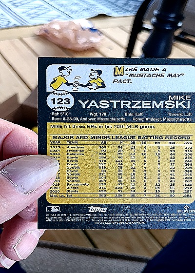2021 Topps Archives #123 Mike Yastrzemski — back