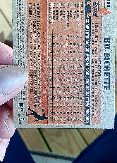 2021 Topps Archives #169 Bo Bichette — back