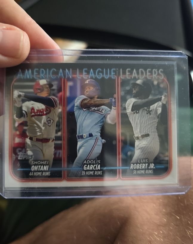 2024 Topps Series 1 #179 American League Leaders Shohei Ohtani, Adolis Garcia, Luis Robert Jr. — front