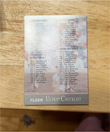 1994 Fleer Ultra #199 Checklist — front