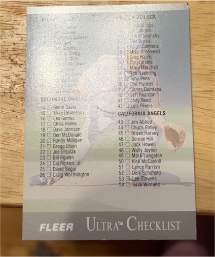 1991 Fleer Ultra #397 Checklist — front