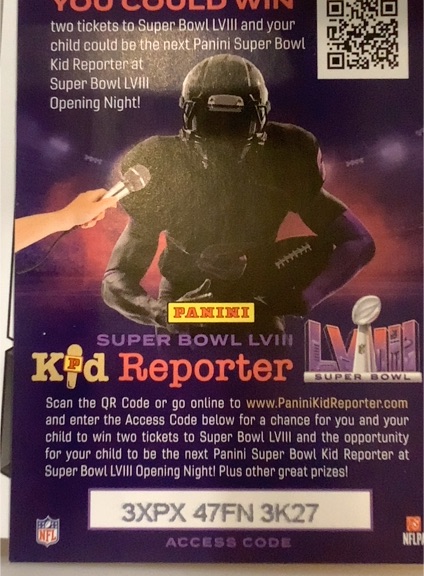 2024 Panini Super Bowl LVIII Kid Reporter #NNO — front