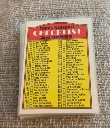 1972 Topps #103 2nd Series Checklist — front