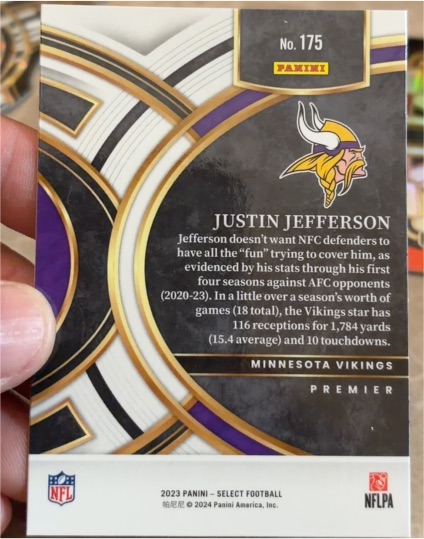2023 Panini Select Football #175 Justin Jefferson — front