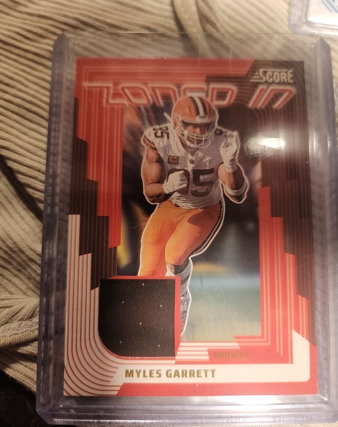 2025 Panini Score #ZON-MGT Myles Garrett Zoned In Patch — front