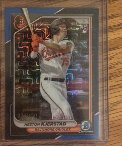 2024 Bowman Chrome #9 Heston Kjerstad Mojo Refractor RC Baltimore Orioles — front