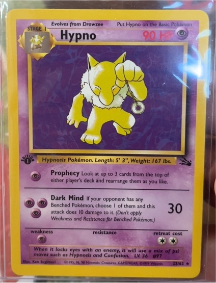 1999 Pokémon Fossil #23 Hypno — front