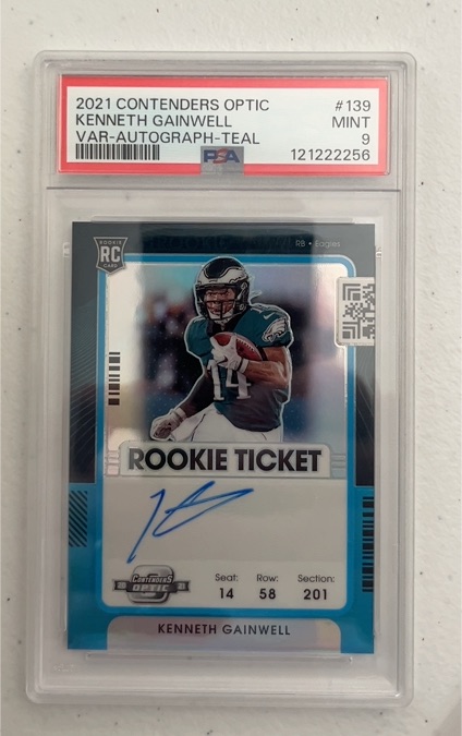 2021 Panini Contenders Optic #139 Kenneth Gainwell Rookie Ticket Autograph Teal — front