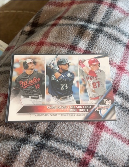 2016 Topps #26 Chris Davis Nelson Cruz Mike Trout American League Home Run Leaders — front