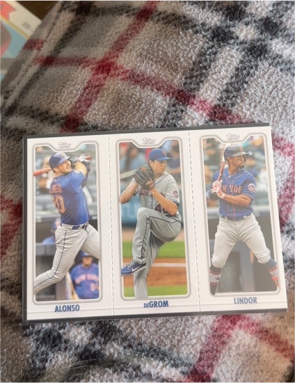 2022 Topps Opening Day Triple Play #TPC-5 Pete Alonso / Jacob deGrom / Francisco Lindor — front