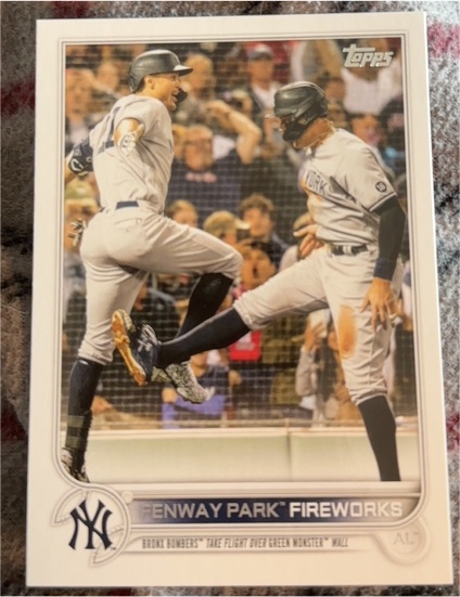 2022 Topps Series 2 #399 Fenway Park Fireworks Aaron Judge, Giancarlo Stanton — front