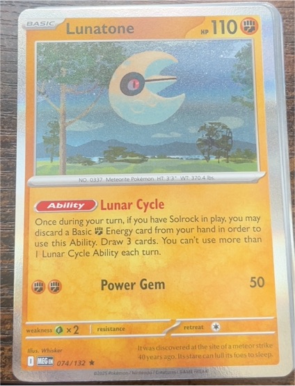 2025 Pokemon ME01: Mega Evolution #074 Lunatone — front