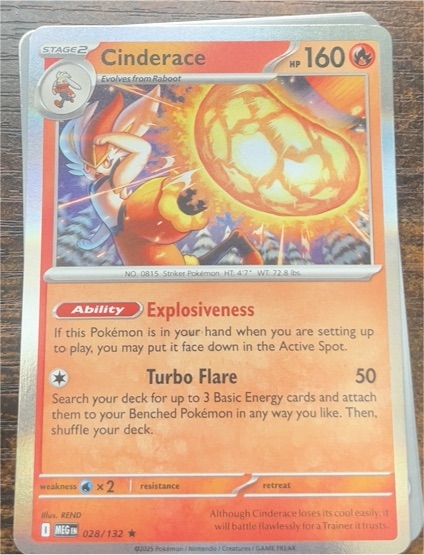 2025 Pokémon Mega Evolution #028 Cinderace — front