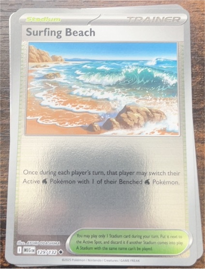 2025 Pokémon Mega Evolution #129 Surfing Beach — front