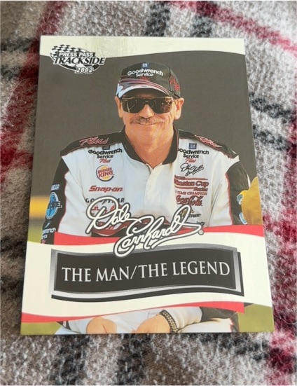 2002 Press Pass Trackside Dale Earnhardt The Man/The Legend #DE66 — front