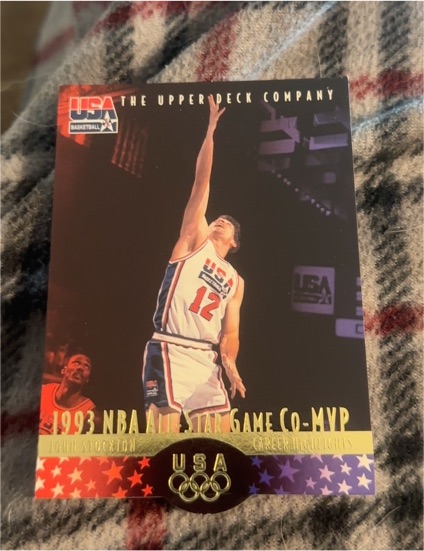 1996 Upper Deck USA #37 John Stockton NBA All-Star Game Co-MVP — front
