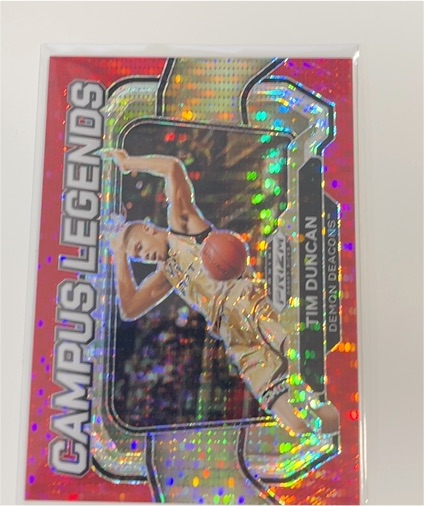 2024 Panini Prizm Draft Picks Campus Legends Red Ice #1 Tim Duncan — front