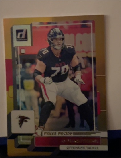 2022 Donruss #226 Jake Matthews Gold Press Proof Premium Atlanta Falcons — front