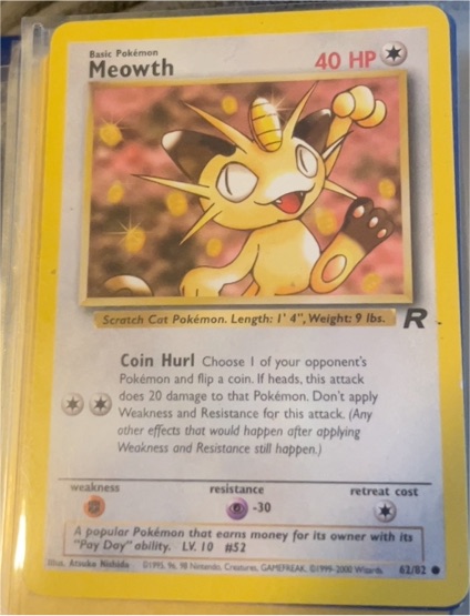 2000 Team Rocket #62 Meowth — front